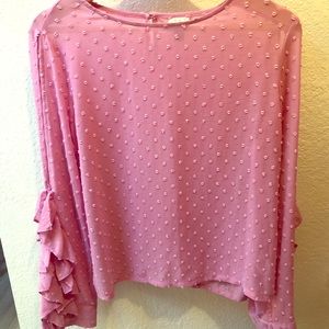 Cold Shoulder Patterned Frill Top EUC